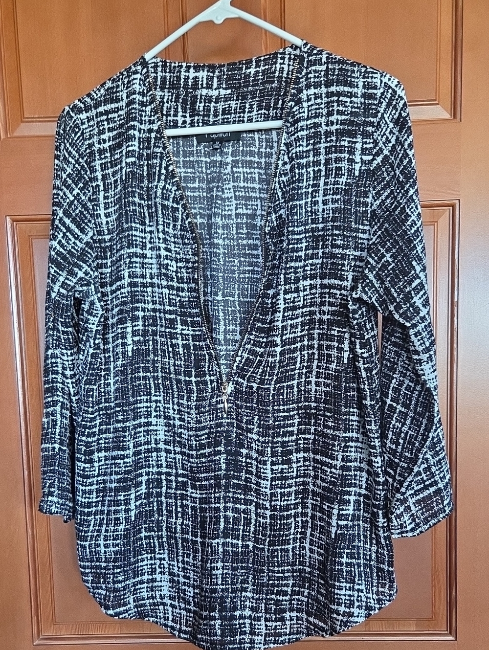 Papillon Blanc Black & White V-Neck Patterned Tunic M PP22 L27